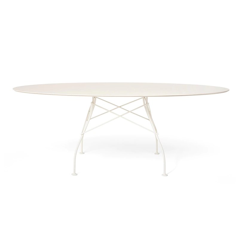 グロッシーアウトドアオーバル（トップ ホワイト/フレーム ホワイト） テーブル