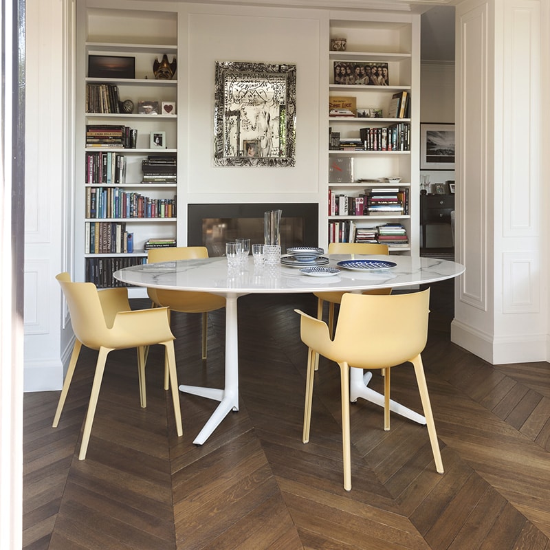 ムルティプロXLオーバル（マーブルブラックトップ/ブラック脚