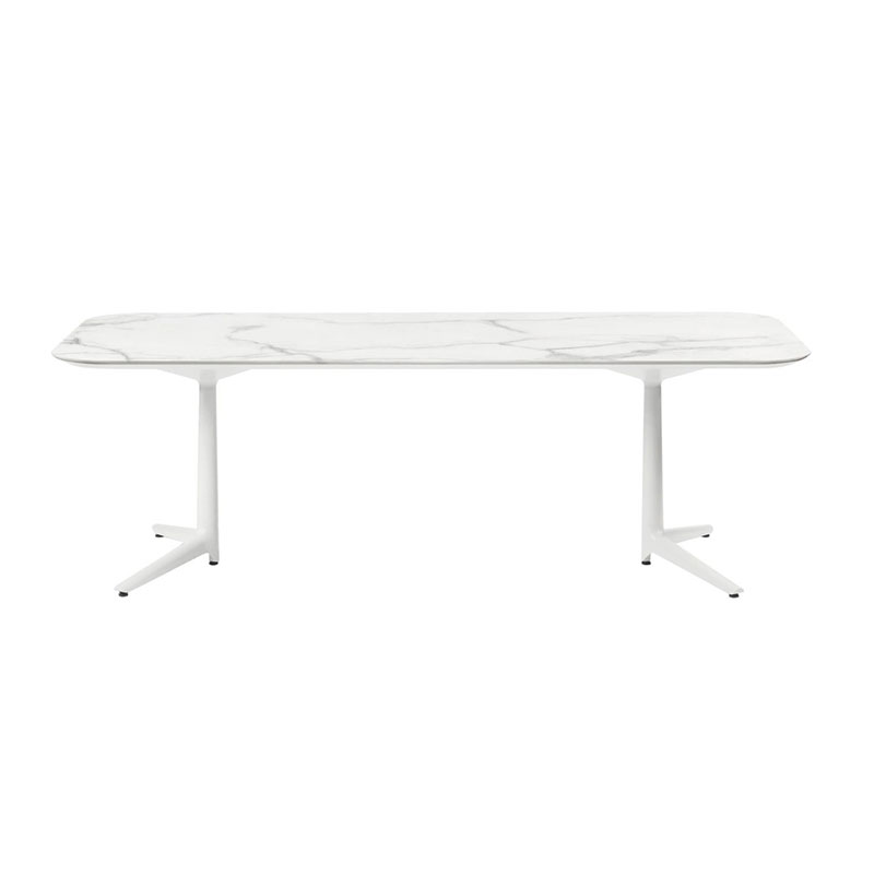 ムルティプロXLレクタングル180（マーブルホワイトトップ/ホワイト脚）