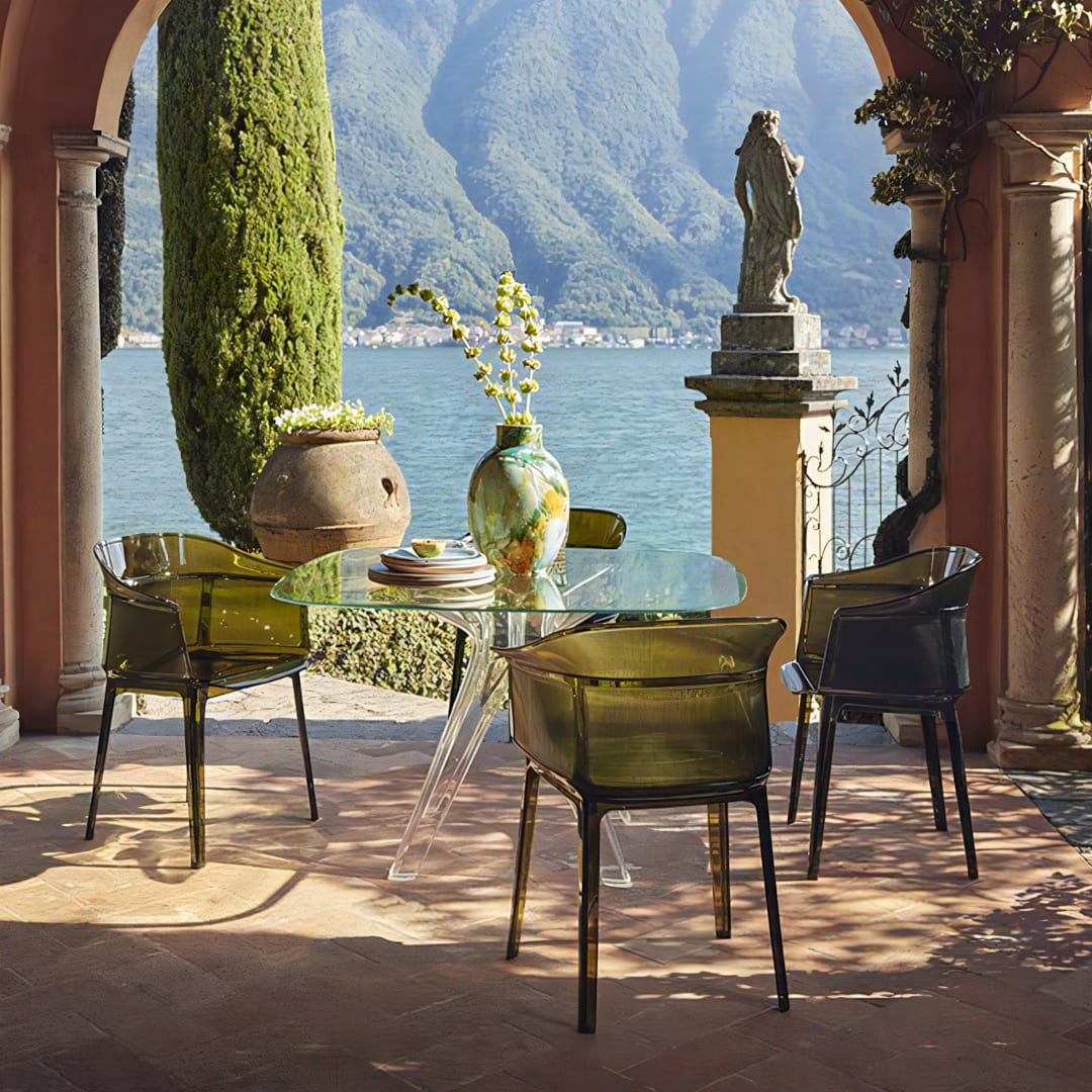 アメリカ製 カリフォルニア アクリルスツール レザーシート 低反発 回転式 アメリカ製 カリフォルニア アクリルスツール レザーシート 低反発