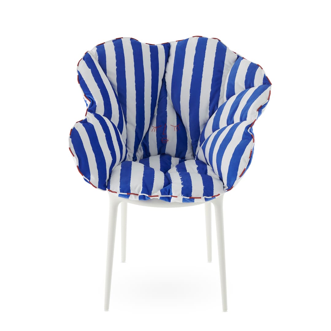 【セット品】アリスズフラワーズクッションブルーストライプxマスターズホワイト