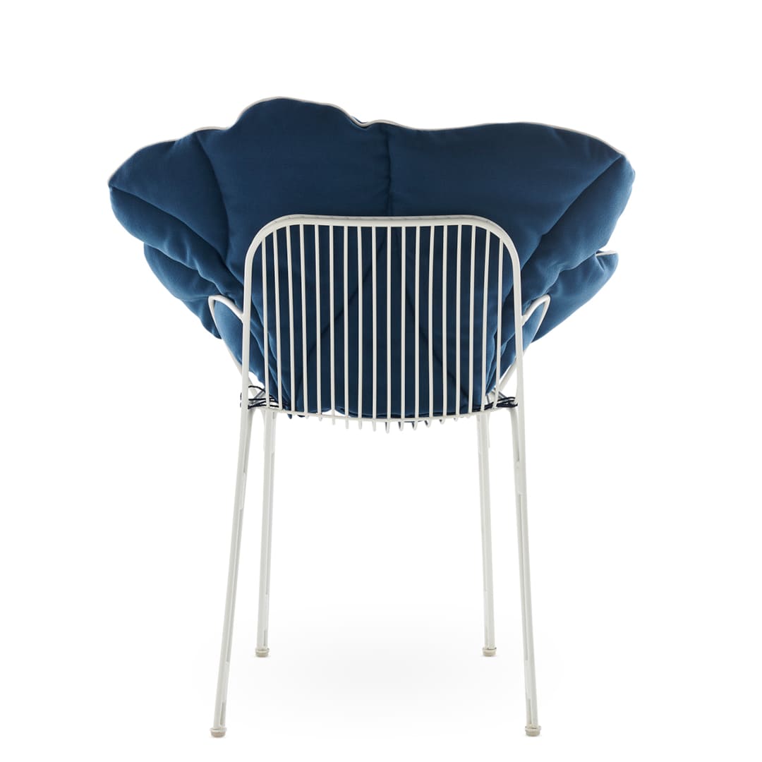 【セット品】アリスズフラワーズクッションブルーxハイレイチェアアームホワイト